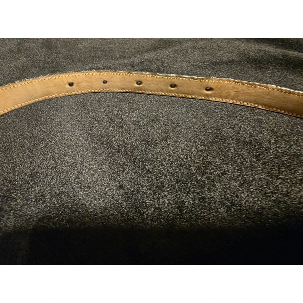WCM NEW YORK   Black Genuine Reptile & Brass Bold Statement Belt Size SMALL